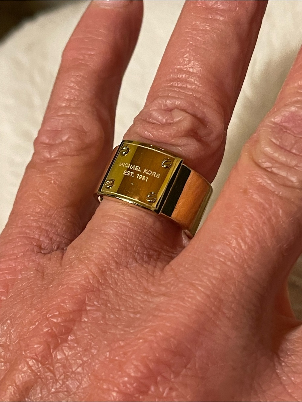Michael Kors Gold-Tone Signature Plate Ring